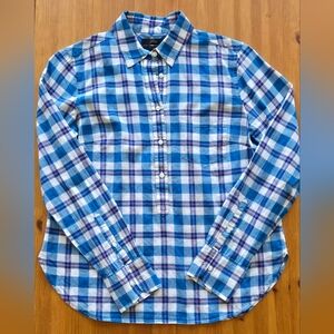 J Crew Plaid Pullover Blouse Size 2